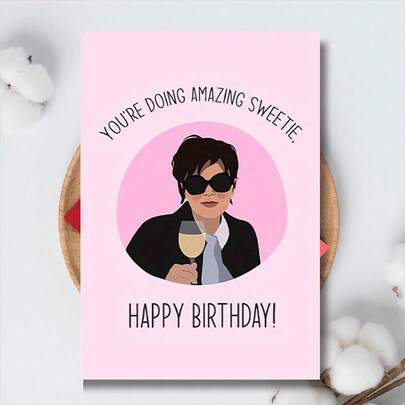 1 Pc Funny Birthday Card With Youre Doing Amazing Sweetie Message Kris Celebrity Design Humorous Greeting Card For Friends Family Perfect For Birthday Card Gift Card Greeting Card Thank You Card Christmas Card One Year Older Celebration With Envelope