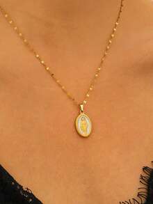 1 pezzo Elegante collana con pendente in acciaio inossidabile 18k smaltato raffigurante la Vergine Maria, adatta per uso quotidiano, feste, festival, stile religioso, regalo per amici, famiglia, coppie, donne