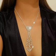 1 件时尚优雅水晶领结项链，新娘婚礼珠宝配饰