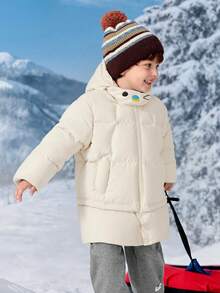 Balabala Chaqueta gruesa de plumón para niños, abrigo con capucha cálido de invierno 2025