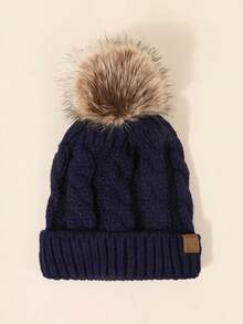 1 件男女通用 Pom Pom Y2K 风格保暖透气时尚针织帽，适合户外滑雪和冬季秋季休闲穿着 - 軍綠色 - 查看 23