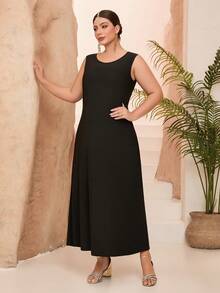 Mgiacy-Classy,New Arrival,Tank Top,Round Neck,Knit,All-Match,Long Dress