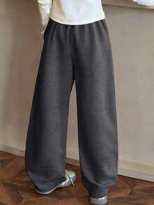 Girls' Gray Wide Leg Sweatpants, Casual Lightweight Spring Summer Autumn, Sports Style Girls Pants, Girls Clothes, Black Pants, Girls Sports Wear, Girls Green Pants, Black Pants, Children's Clothing, Girls & Teens Pants, Girls Sports Pants, Cute Pants, Tween Girl Pants, Striped Pants, Girls Clothes, Tween Girl Cargo Pants, Tween Girl Sports Pants, Tween Girl Flare Pants, Autumn Tween Girl Clothes, 8-12Y - Dark Grey - View 2