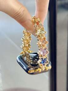 1 Piece Of Women's Colored Star Zirconia Strap Compatible With 38/40/41/42/44/45/46/49mm Compatible With Apple Watch Strap Ultra/Se10/9/8/7/6/5/4/3/2/1 - Gold - View 4