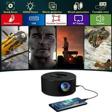 便携式迷你投影仪，内置立体声扬声器和USB供电 - 护眼家庭影院，支持屏幕镜像，设计紧凑，适合室内/室外电影、游戏、旅行，迷你便携投影仪，室内娱乐，可壁挂，高效散热系统，多媒体连接