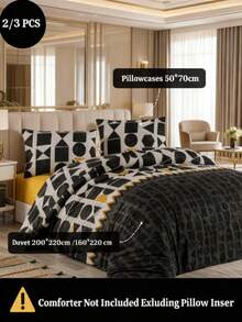 100% Cotton Bedding Set | Single (160x220 + 1 Pc 50x70 Pillowcase) & Double (200x220 + 2 Pcs 50x70 Pillowcases) | Button Closure | Made In Turkey - Black - View 2