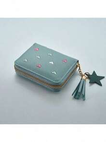 1/2/3pcs Women Small Wallet Ladies Mini Tassel Wallet Cute Girl Short Zipper Lovely Pu Leather Coin Purse Female Hand Wallet Purse For Women Wallet Mini Wa