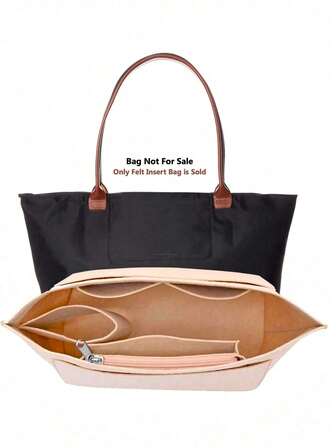 ル・プリアージュトートバッグ用フェルトインサートバッグライナー、多ポケット フェルト生地バッグ、トラベル用ポータブルインサートバッグオーガナイザー、ジッパー付き、学校用品、学校必需品