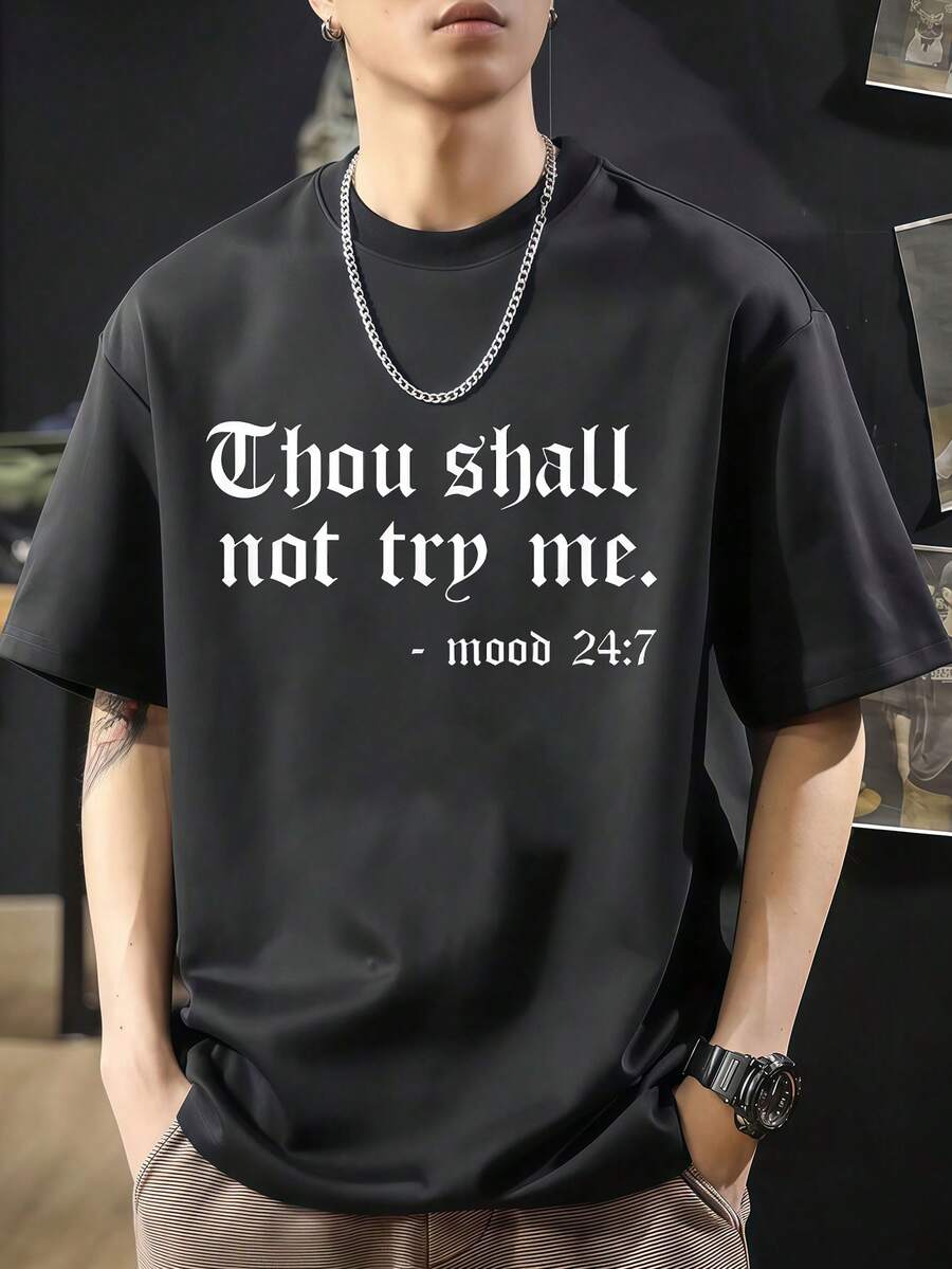 Camiseta Mood 24 con el lema NO ME PROVOCARÁS Camiseta de manga corta de algodón de 220 g, impresión por una cara - Negro - Ver 1