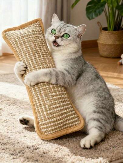 1pc Sisal Cat Scratching Board, Cat Cat Pillow Toy, Interactive Chewing Toy - Durable Dental Care Cat Product, Keeps Cats Happy & Healthy, Suitable For Cat Owners, Promotes Cat Exercise And Rest, Encourages Scratching Habit, Great For Valentine's Day, Thanksgiving, Birthday Gifts