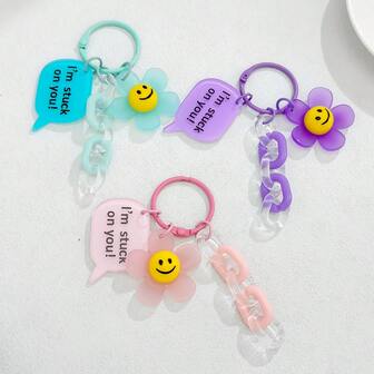 亚克力笑脸花朵钥匙扣 - “我为你着迷” 情人节/周年纪念可爱包包挂饰，情侣配饰，告白礼物，毕业季爱情信物 #时尚钥匙扣 #浪漫礼物 #可爱配饰