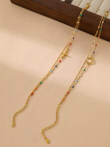 1 pieza Elegante pulsera minimalista con hebilla de herradura y corazón cruzado en capas, resistente al color, adecuada para todas las ocasiones