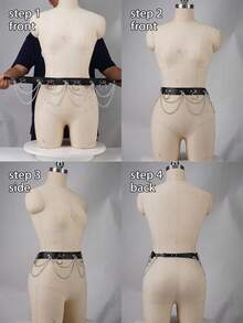 Waist Chain Belt,Casual Gothic Jewelry Body Chain,Adjustable Waist Belt For Party Cosplay,Silver Chain Leather Belt