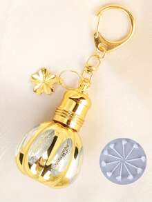 12ml Vintage Parfümflasche Schlüsselanhänger - Nachfüllbar, goldene Schale & kürbisförmiger Glasbehälter mit Kugel, Vintage Ätherisches Öl Karaffe, Geschenk für Frauen, Reise, Auto, Wohndekoration - Verschiedenfarbig - Übersicht 11