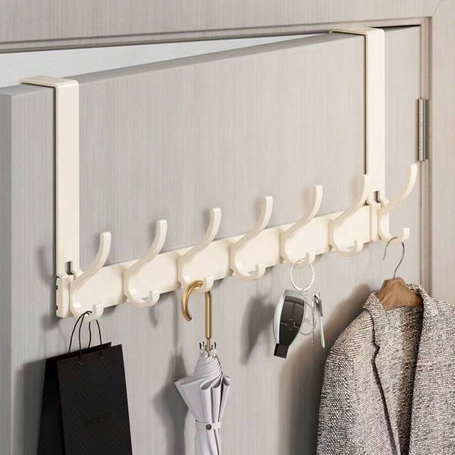 New No-Drill Door Hook, Over-The-Door Hanging Rack, Extended Length Door Mounted Clothes Hanger, Essential For Hanging Clothes. Ideal For Bedroom Storage. - Multicolor - View 1