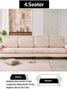 1件装弹力沙发套，加厚保暖防滑全包覆式沙发座套，四季皆宜，布艺沙发套，可机洗，防尘，宠物友好，卧室、办公室、客厅装饰性沙发保护套，适用于1/2/3/4人座及L型沙发 - 米色 - 查看 19