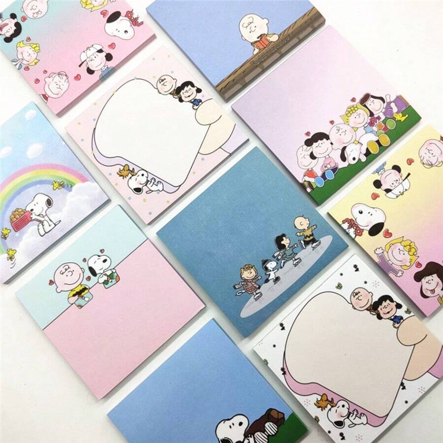 1 Set/60pcs Removable, Portable Snoopy Memo Pad, Message Board, Sticky Notes, Notebook, Random Style, Christmas Gift, Christmas Decoration