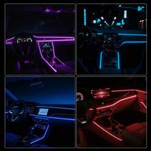 300cm/118.11inch RGB LED Car Interior Light Strip With Fiber Optic, 7 Colors, Sync With Music, USB LED Light Strip For Car, Music Mode Car Accessories, Perfect Gift Idea, Car LED And Neon Lights, Car High Brightness Neon Light Kit - 1 tow 1+118.11 Inch - 查看 7