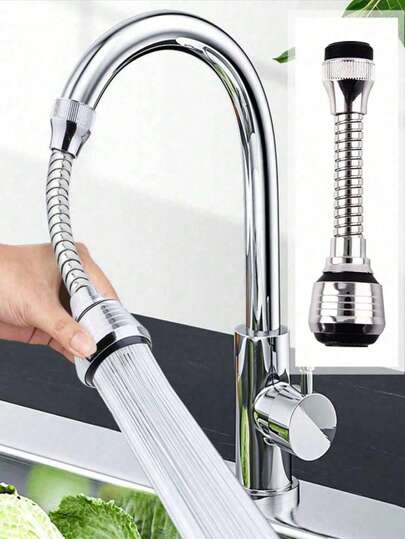 Extensor de grifo giratorio 360°, accesorio de grifo ahorrador de agua, rociador de filtro de acero inoxidable antisalpicaduras, aireador de grifo, 2 modos de flujo de agua, adecuado para baño, inodoro, cocina, fregadero, lavabo, utensilios de cocina, decoración del hogar, accesorios de cocina, accesorios de baño, accesorios de grifo, decoraciones navideñas