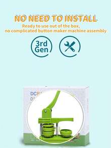 58毫米（2.25英寸）DIY徽章按钮制作机，配有100个按钮配件和图片圆形切割器（第三代），无需安装 - 綠色 - 查看 5