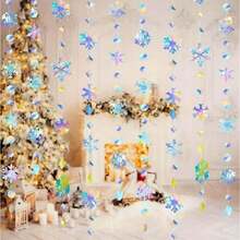 4m Christmas Party Decorations With Snowflake, Crepe Paper, Sewing Craft, Suitable For Window Display, Shops, Parties, Christmas Trees, Wedding Venues, Holiday Decorations And Promotional Event Setups,Christmas - Multicolor - View 8