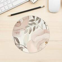 米色花朵图案圆形鼠标垫，高品质纹理鼠标垫，莱卡布材质，可水洗，尺寸 20 * 20 厘米，防滑橡胶底座，单只重量 47 克 - 彩色 - 查看 10