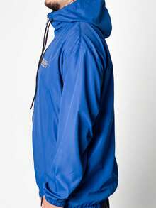 Men's Oversized Plain Windbreaker Jacket With Hood, Lightweight, Hunter Street Style, 10 Colors, 2026 - Royal Blue - View 5