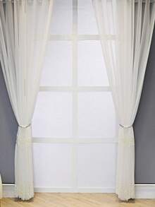 1pc White Luxury Beaded Embroidered Sheer Curtain, Translucent, Suitable For Living Room, Bedroom, Balcony, Office, Home Decor, All Seasons - White - View 9