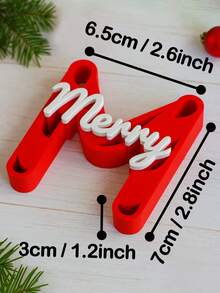 1 pezzo Ornamento natalizio personalizzato con nome, cartello a forma di lettera a bastoncino di zucchero stampato in 3D, decorazione natalizia invernale con testo personalizzato, regalo natalizio, decorazione da scrivania rossa e bianca, forniture per decorazioni invernali per la casa - Multicolore - Visualizzare 3