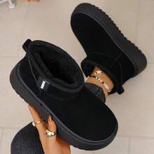 Fall/Winter Thick Sole Comfortable Slip-On Ankle Boots, Warm, Fashionable, Versatile,Fur Boots