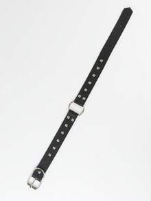 1pc Gothic Punk Style Adjustable Round Collar Necklace, Black PU Leather Material, Soft Choker, Suitable For Women, Girls, Party, Cosplay - Black - View 6