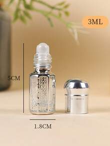 1pc 3ml Essential Oil Perfume Roll-On Bottle, Massage Applicator, Octagonal Glass Sample Vial
