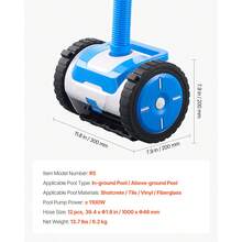 Suction Pool Cleaner, Automatic Pool Vacuum Cleaner, Suction Side Automatic Pool Cleaner, Suction Vacuum Pool Sweeper With 2 Wheels, For In-Ground Pool And Above-Ground Pool Up To 20 X 40 Ft - Blue - View 7