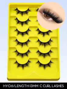 6 Pairs Volume Cat Eye Artificial Mink False Eyelashes Manga Fake Eyelashes Natural Fluffy Faux Eyelashes Cross Wispy Dramatic Volume Lashes Extension For Natural Look - Black - View 14