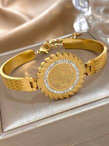 Bộ vòng tay thép không gỉ mạ vàng 18K kiểu dáng cổ điển sang trọng, họa tiết hình học đan xen, phù hợp cho nữ, có thể dùng làm quà tặng Ngày của Mẹ, quà tặng tựu trường, quà tặng Halloween, phụ kiện du lịch biển mùa hè, phụ kiện phong cách Bohemian, phụ kiện dự tiệc/dạ hội/mặc hàng ngày, quà cưới, quà sinh nhật, quà tặng phù dâu và quà Giáng sinh. - Nhiều màu - Xem 11