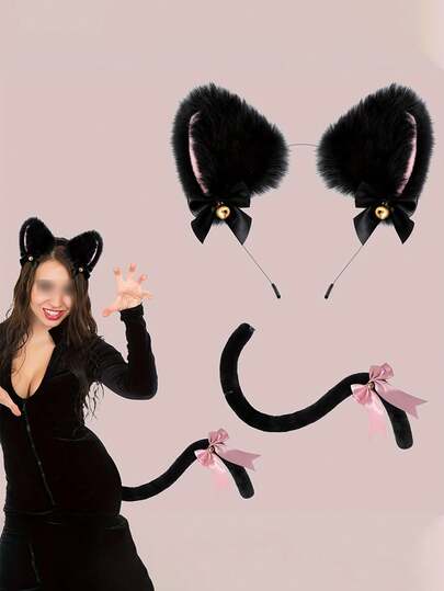 1 Stück Katzenohren Glocken Haarband, süßer Plüsch Katzen Schleife Kopfschmuck, Mädchen Party Kopfschmuck und tägliche Pflege, Haarspange, Haargummis für Frauen, Haarband für Frauen, Haarzubehör, Schönheit, Geschenke für Frauen, Schönheitszubehör, Haargummis, Geschenke, Reisen, Geschenke für Frauen, Haarsachen, Strumpfstopfer