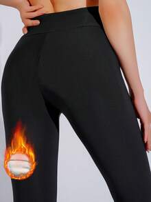 1 chiếc quần legging nữ có túi, lót giữ nhiệt, thoáng khí, thích hợp cho các hoạt động thể thao mùa thu/đông, ngoài trời, tập gym, yoga, quần dài màu đen. - màu đen - Xem 6