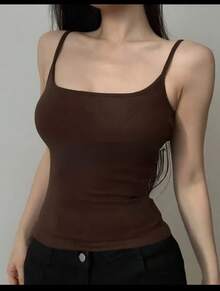 Basic Women's Tank Top With Straps. Basic Baita Nightgown/Vest - Maroon - View 2