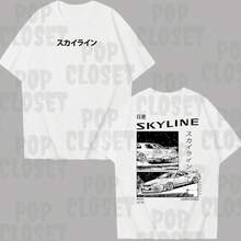 Skyline R34 Streetwear Car T-Shirt Men's Women's Basic Shirt Plus Size Premium Top - Immediate Shipping! - trắng - Xem 2
