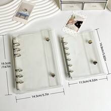 1pc A6/A7 Transparent Binder, Sticker Book, Sticker Book, FEINIBOOK Double Button Soft Leather Surface Binder Shell, Pp Material, Transparent Inner Page Replacement Core, Kpop Photo Card Storage, Can Be Used For Diy Sticker Books, Hand Books, Scrapbooks, Planning Books, School Supplies, Office Supplies, Etc - Clear - View 5