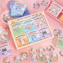 300 Sheets Cute Cartoon Animals Mini Scrapbooking Stickers Set Washi Decoration Materia Background Sticker For DIY Art Crafts Journaling Notebook Diary Planner Stationery Supplies Back To School - Màu vàng - Xem 1