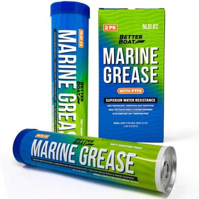 Better Boat Marine Grease Tube, 2 Pack 14 Oz, Waterproof High Temp Trailer Bearing Lubricant, NLGI 2, Compatible With Grease Guns
