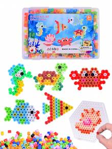 401/613/706 piezas Kit de cuentas de fusión grandes de 10mm con diseños de océano, frutas y dinosaurios, patrones de diferentes colores para manualidades y artes del hogar, cuentas de fusión para manualidades como regalos de Navidad y cumpleaños (colores de accesorios aleatorios)
