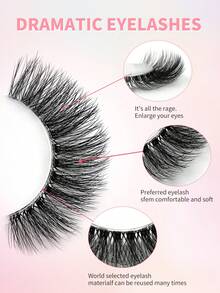 ENCHUW 10 Pairs Natural Look Eye Lashes 3D Clear Band Lashes Wispy Faux Mink Eyelashes Fluffy Fake Eyelashes For Daily Wear - Black - View 3