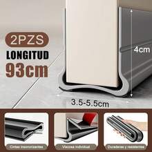 Tope de Burlete para Puerta, 2pzs Guardapolvo para Puerta de 93cm,Tira de Sellado de Doble Cara con Bloqueo de Ruido/Viento/Insectos, Recortable,para Interiores, Dormitorios y Oficinas (Negro) - gris - Ver 4