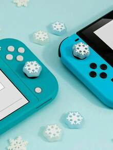 4pcs Snowflake Silicone Joystick Thumb Grip Caps, Analog Stick Protector Compatible With Switch/OLED/Switch Lite - Multicolor - View 3