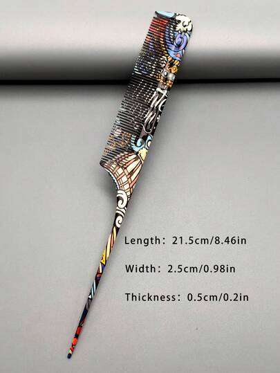 Pointed Tail Comb Styling Brush, Decorative Pattern Design Hair Brush Suitable For Teasing, Professional Barber Salon Home Travel Essential, Christmas, Halloween, Easter Themed Patterns