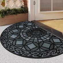 Luxury Non-Slip Semi-Circular Welcome Mat-5 Mm Thick Retro Style, High-Quality Polyester Fiber With Complex Geometric Patterns, Very Suitable For Indoor Bedroom Or Balcony Decoration, Front Door Welcome Mat.