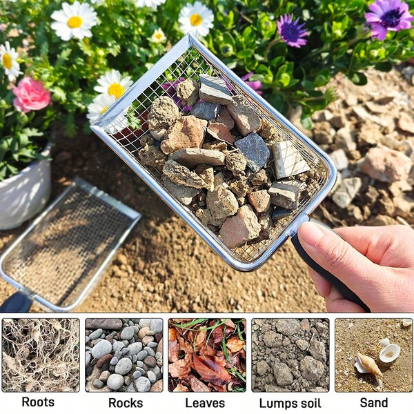 2pcs Garden Soil Sifter Set With 3.8/5mm Mesh - Portable Handled Garden Sieve For, Rock And Sand Soil Screening Tool - Essential Gardening Tool For Planting Flowers And Vegetables Gardening Soil Sifter Pack Of 2, Gardening Sand Soil Sifter Compost Sifter With Handle, Two Garden Sifters 3.8/5mm Mesh, Rocks Sifter Dirt Sifter Soil Sifter Shovel, Ideal For Gardening