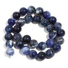 1pc Natural Blue Veined Stone Beads 4/6/8/10/12mm, Fashionable Handmade DIY Loose Beads Suitable For Bracelets, Necklaces, Jewelry, Phone Straps, Keychains, Wholesale - Blue Sodalite - View 6